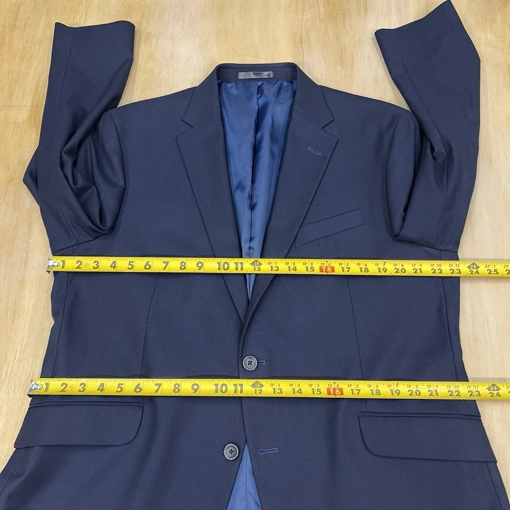 Kenneth Cole Blazer Jacket Sport Coat Mens 46R Polyester Blend Stretch Dark Navy